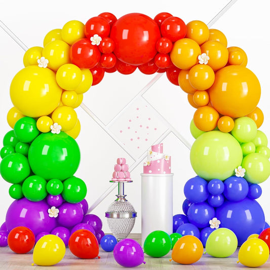 Voircoloria Rainbow Balloon Garland Kit - 98-Pack in Various Sizes for Graduation, Weddings & Parties
