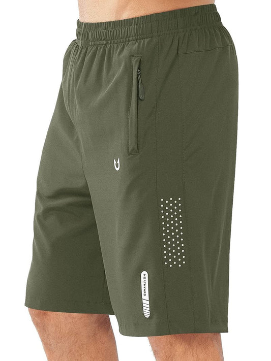 NORTHYARD Men's Athletic Running Shorts Gym Workout 7"/9"/5" Quick Dry Lightweight Sports Basketball Tennis 3 Zipper Pockets ARMYGREEN-9inch 2XL