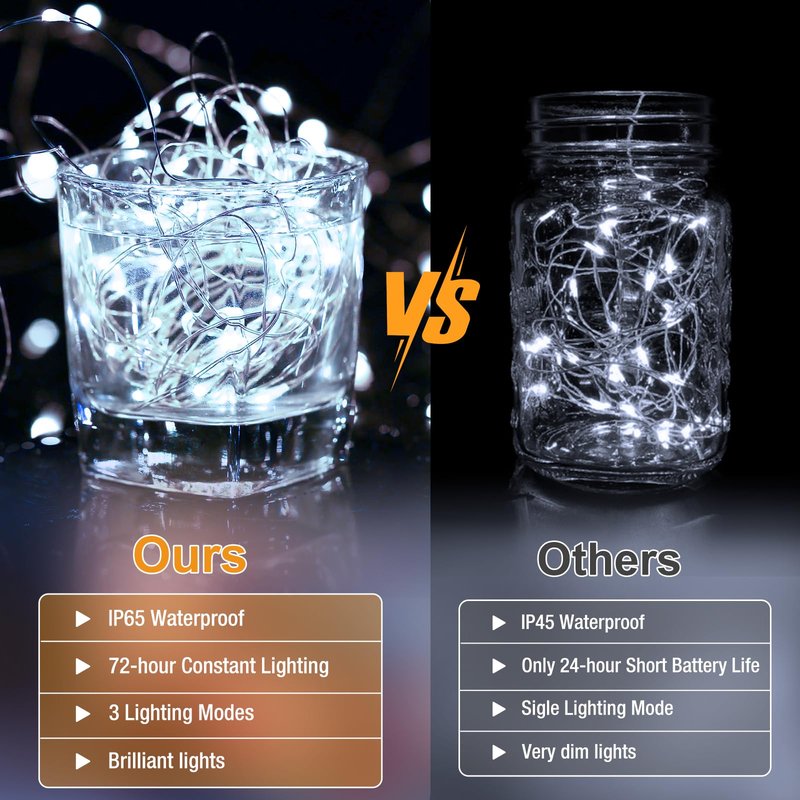 Fairdeer 30 Pack Fairy Lights Battery Operated - 7ft 20 Led Twinkle Lights 3 Modes, Bulk Mini String Lights Waterproof for Mason Jars Vases DIY Party Wedding Decoration Christmas -Cool White