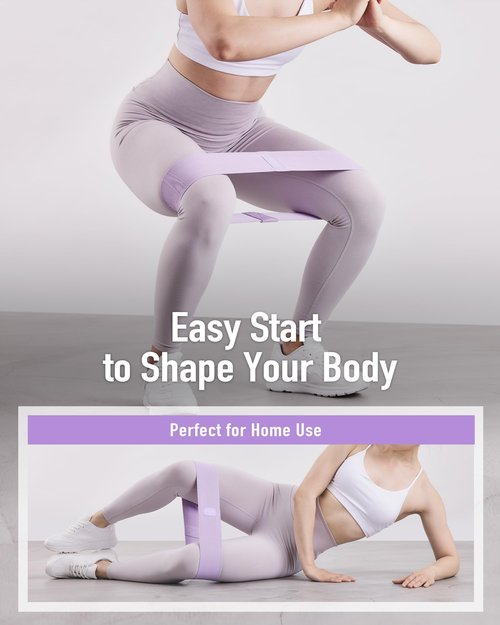 BYZOOM FITNESS Fabric Resistance Band Elastic Booty Band, Perfect for Fitness Working Out at Home Gym, Leg Training Workout for Woman–Resistance Level Light 11lb/5kg Purple