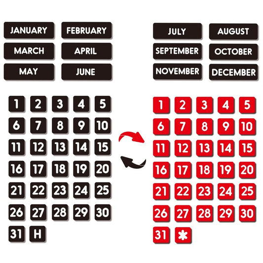 Double-Sided Magnetic Numbers and Months for Dry Erase Calendar Whiteboard, Calendar Magnets for Magnetic Whiteboard and Refrigerator Calendar(0.55”x0.55”)
