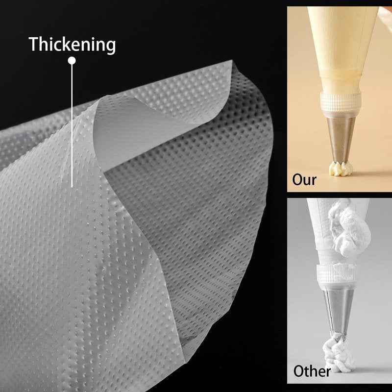 Piping Bags 12 & 16 Inch, 200 PCS Tipless Piping Bags Disposable Pastry Bags Thick Icing Bags for Decorating Cake Cookies