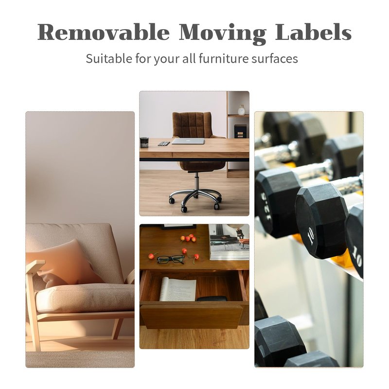 Ououstate 300 Count 2” x 3’’ Removable Home Moving Box Packing Labels for 1/2/3/4 Bedroom Rooms, 9 Designs Waterproof Color-Coded Moving Stickers Including Fragile 、Heavy and Blank Labels