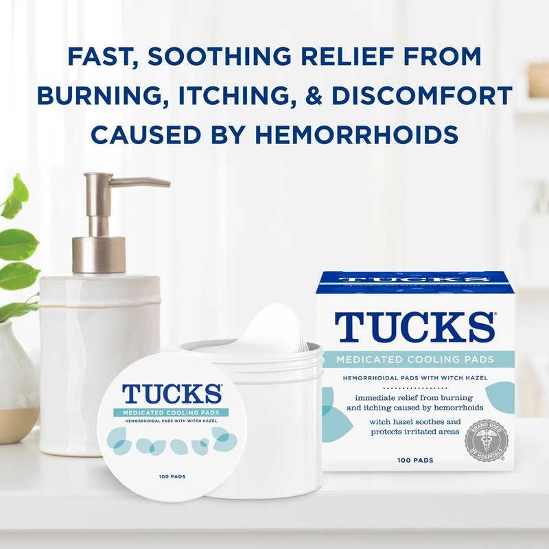 TUCKS Medicated Cooling Pads, 100 Count – Hemorrhoid Pads with Witch Hazel, Cleanses Sensitive Areas, Protects from Irritation, Hemorrhoid Treatment, Medicated Pads Used by Hospitals