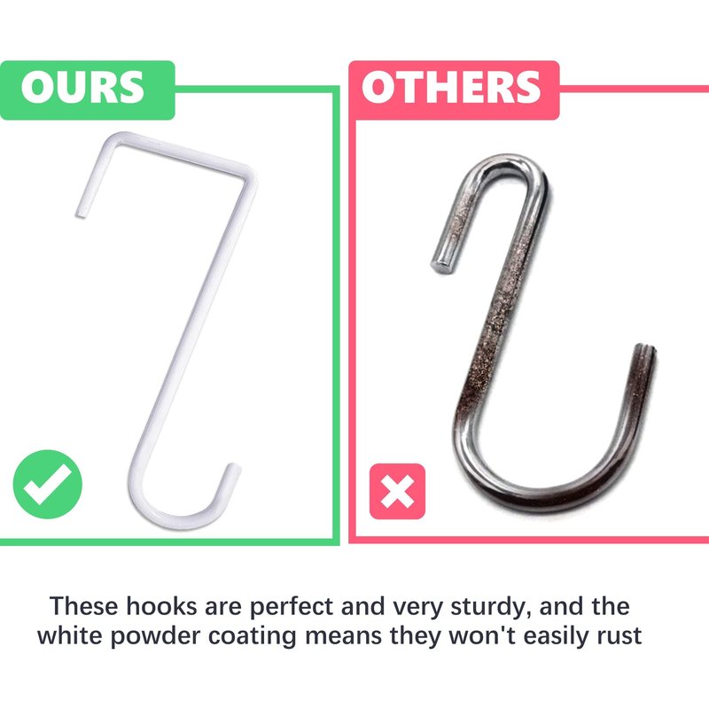 JOYSEUS 12pcs Vinyl Fence Hooks, 2 x 6 Inches Patio Hooks, White Powder Coated Steel Fence Hooks Hangers for Hanging Plants, Lights, Pool Equipment…