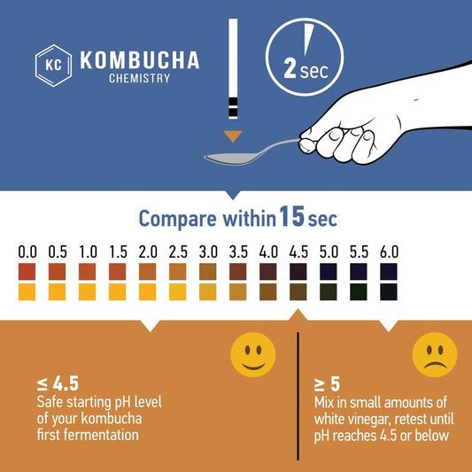 pH Test Strips for Kombucha Brewing 0-6 (0.5 Intervals) 100pc Kit
