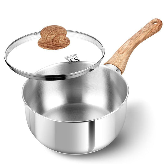 KOCH SYSTEME CS Stainless Steel Saucepan, 2 Quart Saucepan with Lid & Heat-resistant Bakelite Handle, Tri-ply Bottom Steel Sauce Pan with Lid, Induction Ready, Stainless Steel Pot 2QT