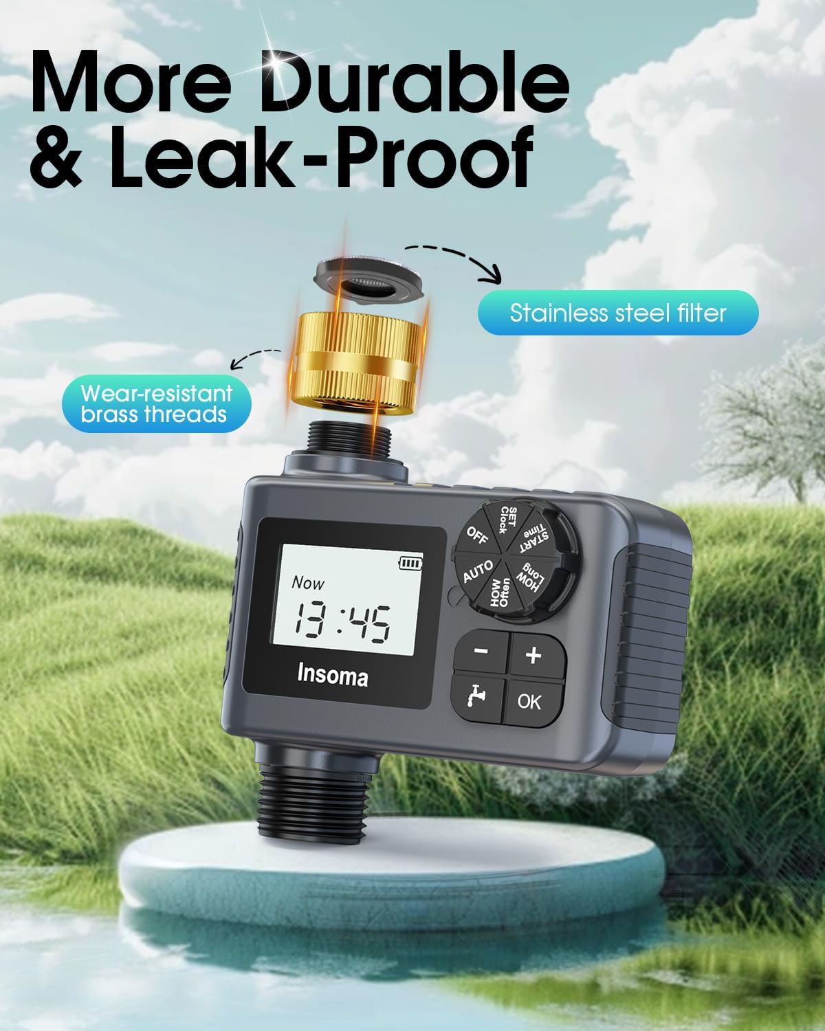 Water Timer - Automatic Drip Irrigation Controller for Garden Hose | Rain Delay & Manual Mode