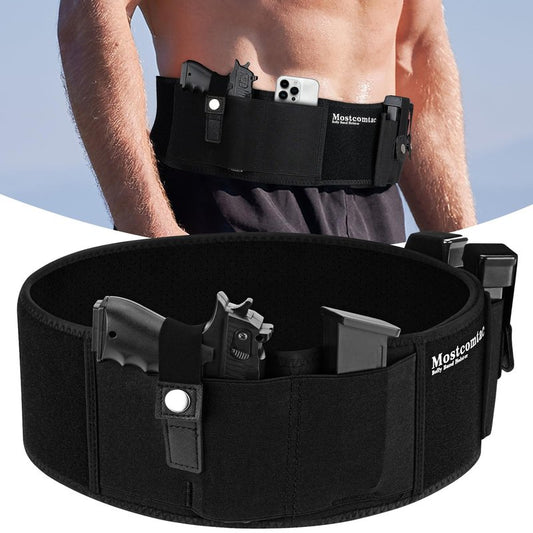 Mostcomtac Belly Band Holster for Men & Women - Comfortable Carry Gun Holster for 9MM and 380 with Breathable Neoprene, Fits Glock 19 17 42 43 43x, Taurus, Ruger LCP, S&W M&P Shield for Most Handguns