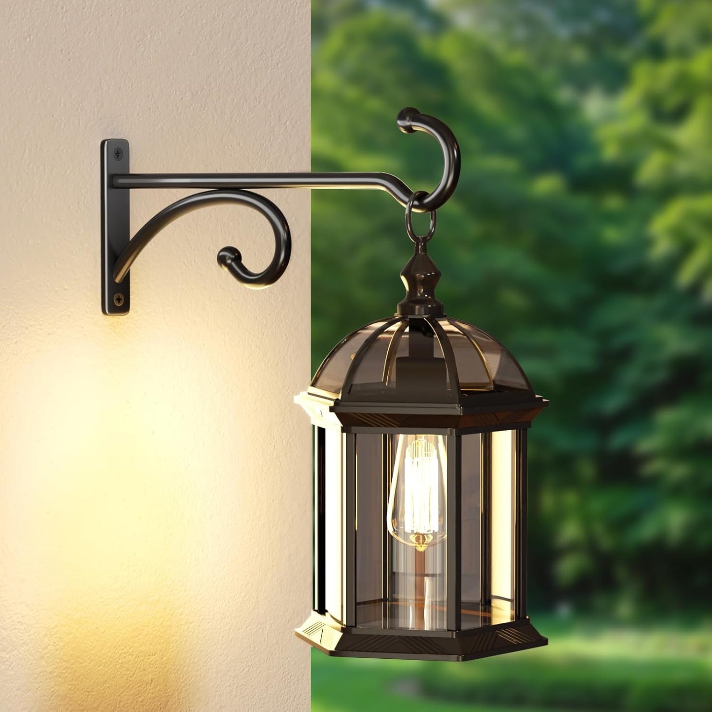 Skiennix 8-Inch Planter Hooks - Durable Metal Plant Hanger for Indoor/Outdoor Use | Black, 2-Pack