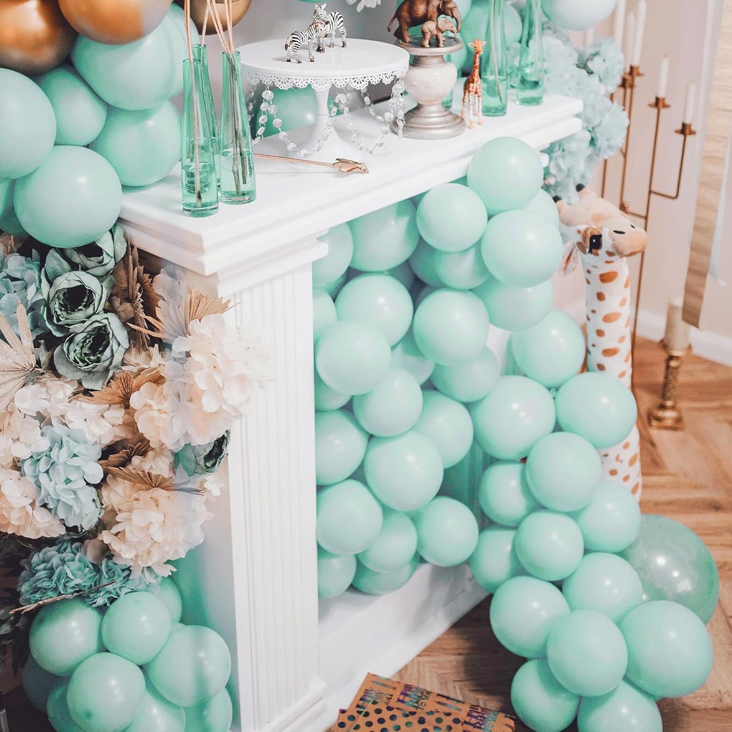 PartyWoo Teal Balloon Arch Kit - 127-Piece Set with 36, 18, 12, 10, and 5 Inch Balloons for Baby Showers, Gender Reveals, Weddings, and Birthdays
