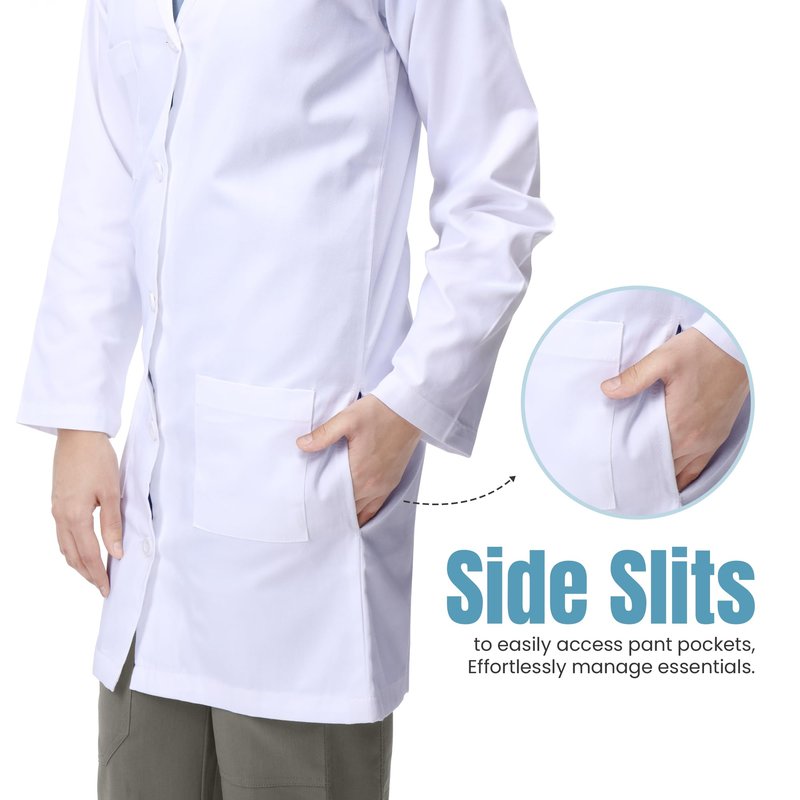 NY Threads Professional White Lab Coat for Men, Long Sleeve Medical Coat 1 Pack, Small, Navy