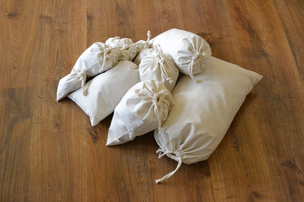 8x12 Inches Cotton Double Drawstring Muslin Bags (Natural Color) - 100 count pack