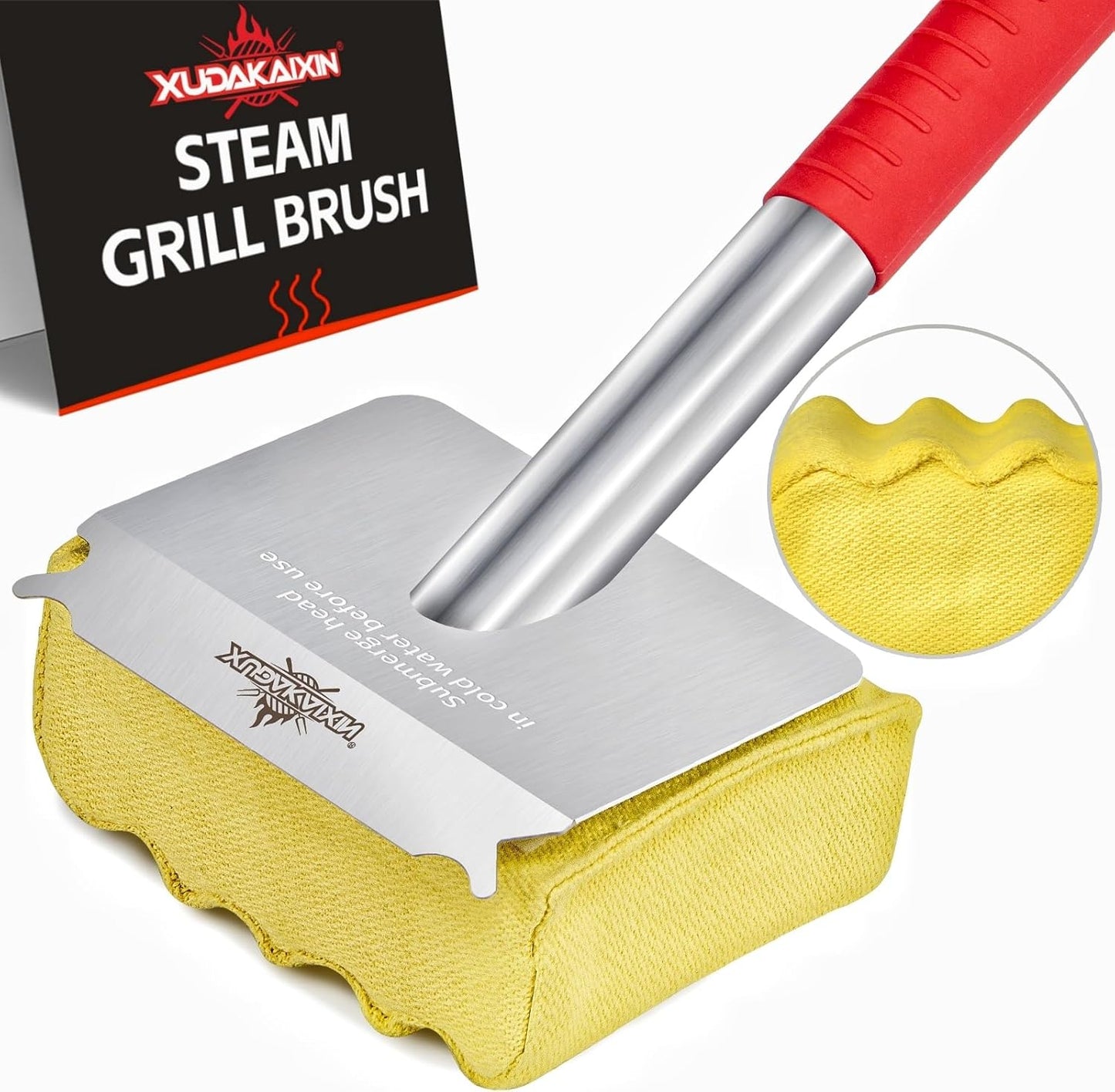 XUDAKAIXIN Grill Brush - Bristle-Free Aramid Fiber Pad for Cast Iron & Stainless Steel Grates | Safe Outdoor BBQ Cleaner