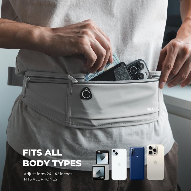 VULKIT Slim Running Belt for Women & Men, Cell Phone Holder for Running, Workout Fanny Pack, Running Bag, Money Belt, Runners Essentials Gear Accessories, Fits All Phones, Running Pouch for Men