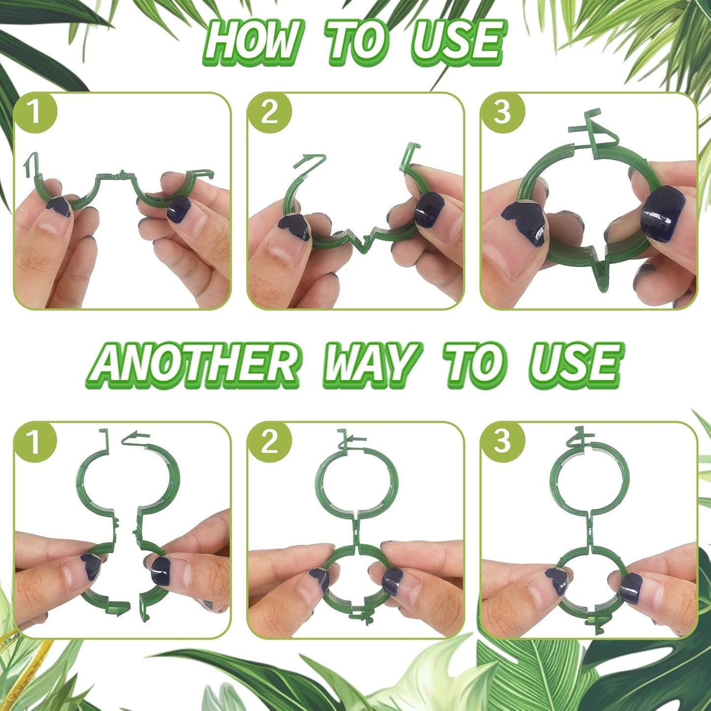 OJYUDD Plant Support Clips - 300 Pcs Plastic Tomato Clips for Climbing Plants | Green