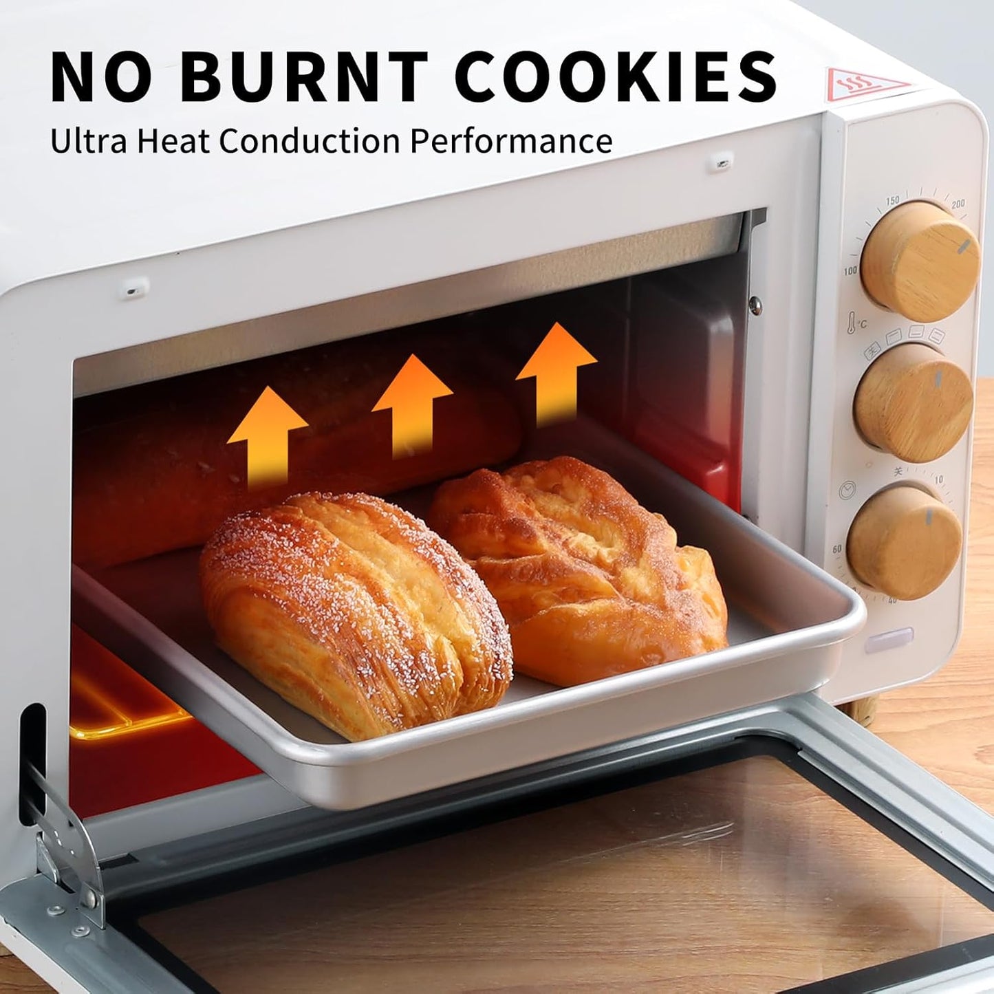 Skiennix Toaster Oven Pans - 2-Pack 11-Inch Nonstick Baking Trays | Heavy Duty & Dishwasher Safe