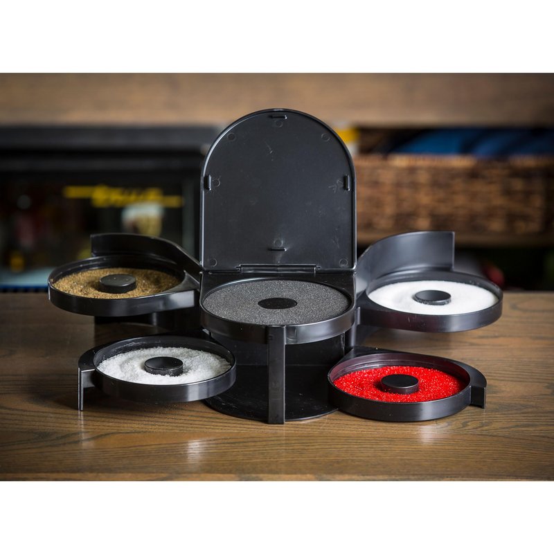 Tablecraft Glass Rimming Station with 5-Swing Out Trays (H5633), 2.3, Black