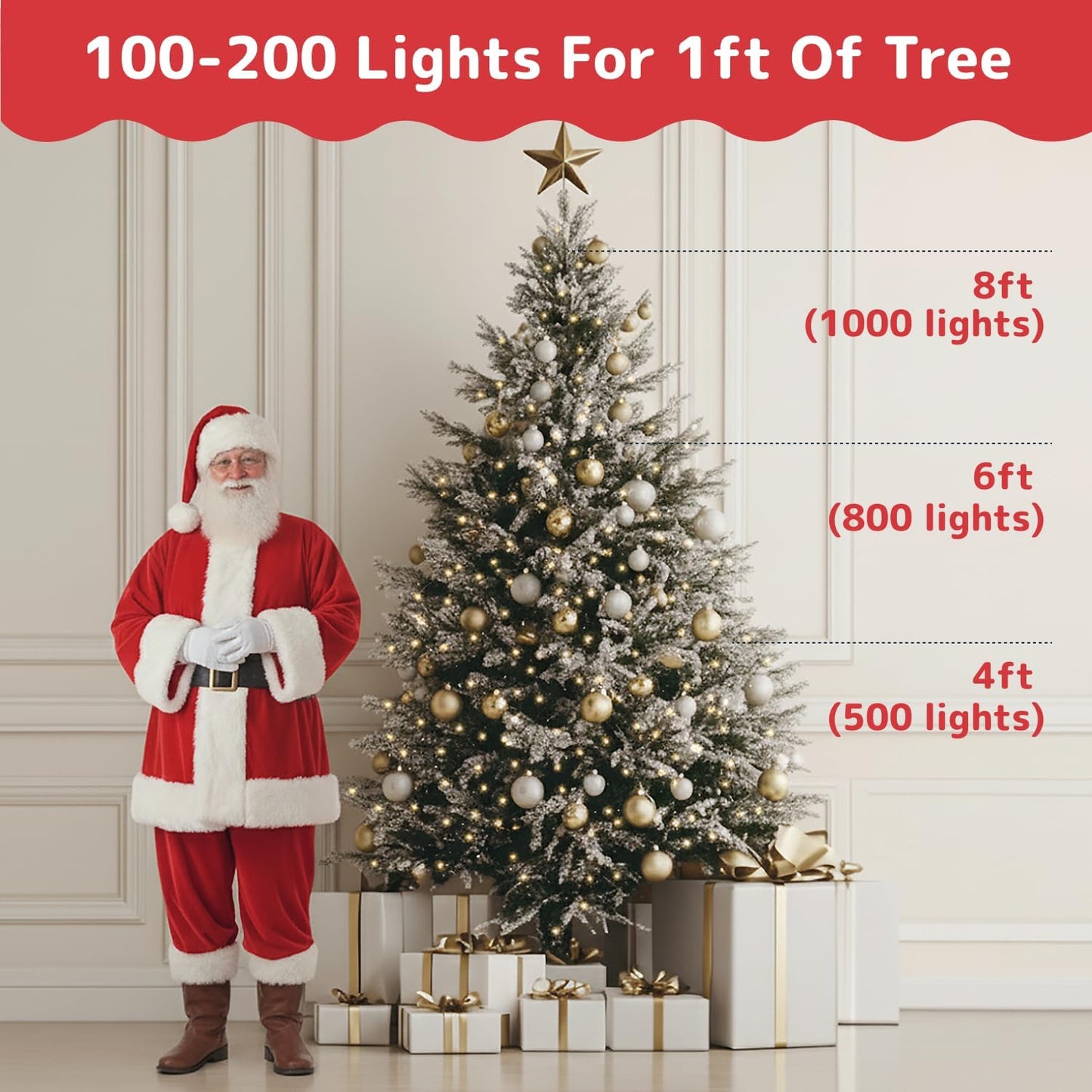 PREXTEX 100-Count Ultra Bright Christmas Lights - 20 ft Clear String Lights on White Wire for Indoor/Outdoor Decor