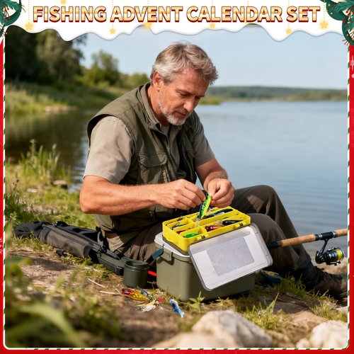 Fishing Advent Calendar 2025 - 24 Days of Fishing Lures | Perfect Xmas Gift for Dad, Men & Teens
