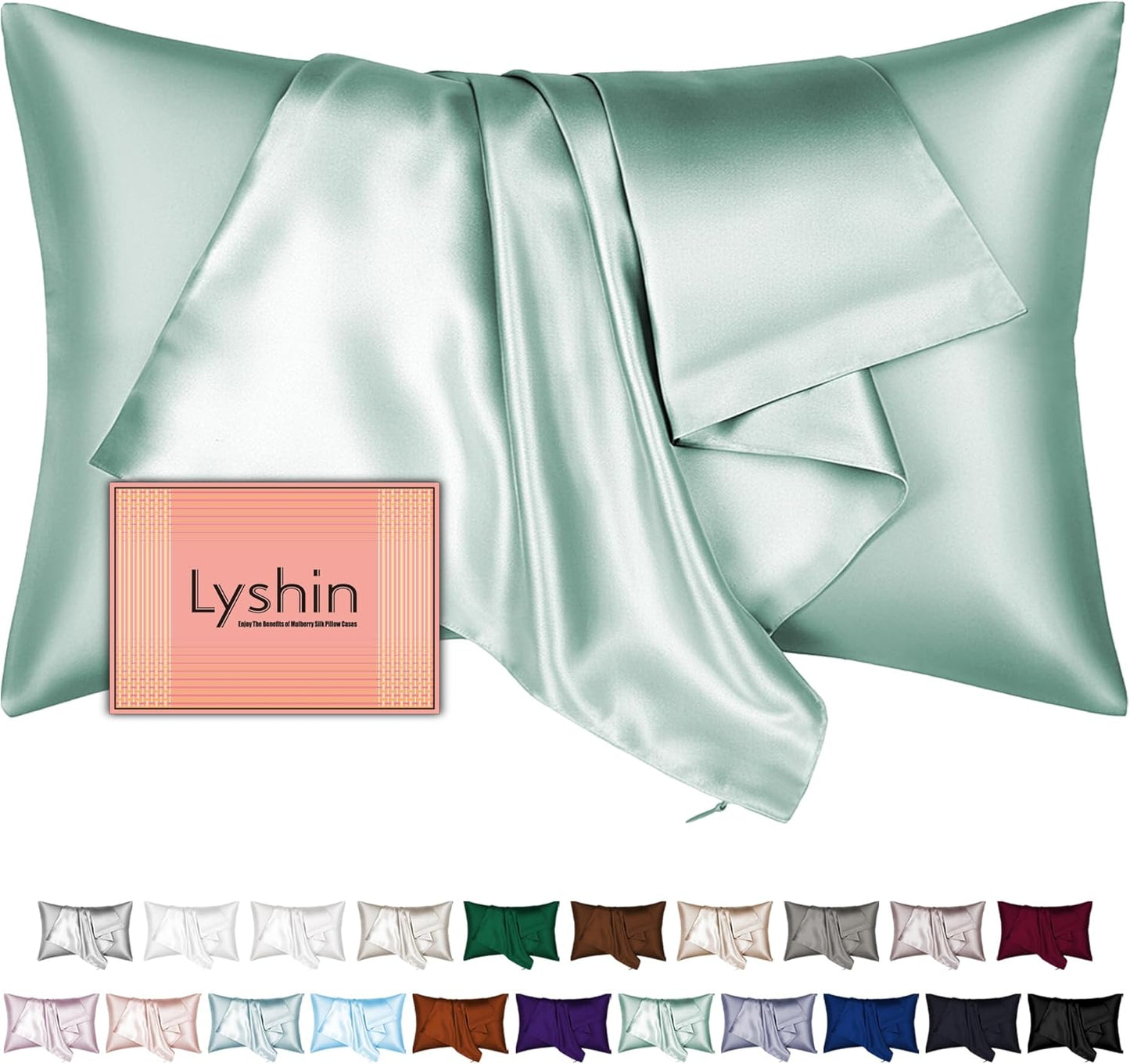 Skiennix Mulberry Silk Pillowcase - Queen Size, Hidden Zipper for Hair & Skin, Sage Green