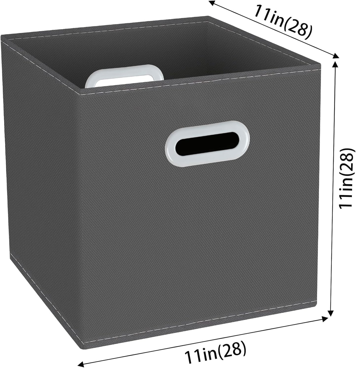 Yunkeeeper Fabric Cube Organizer - Foldable Storage Bins with Handle | Set of 3, 11x11x11, Gray