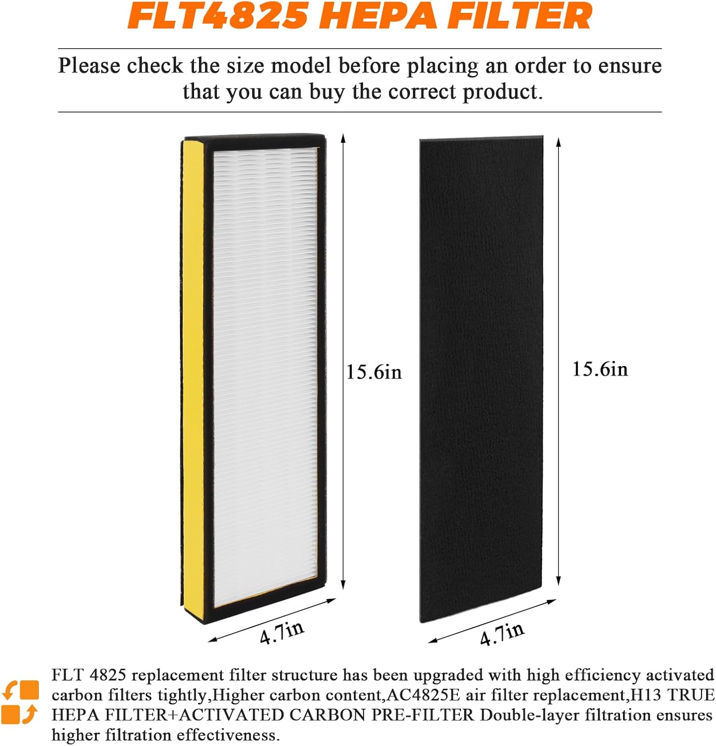 Blutoget FLT4825 Filter B Replacement - Compatible with G-Guardian Air Purifiers | 2 H13 Filters & 8 Carbon Pre-Filters