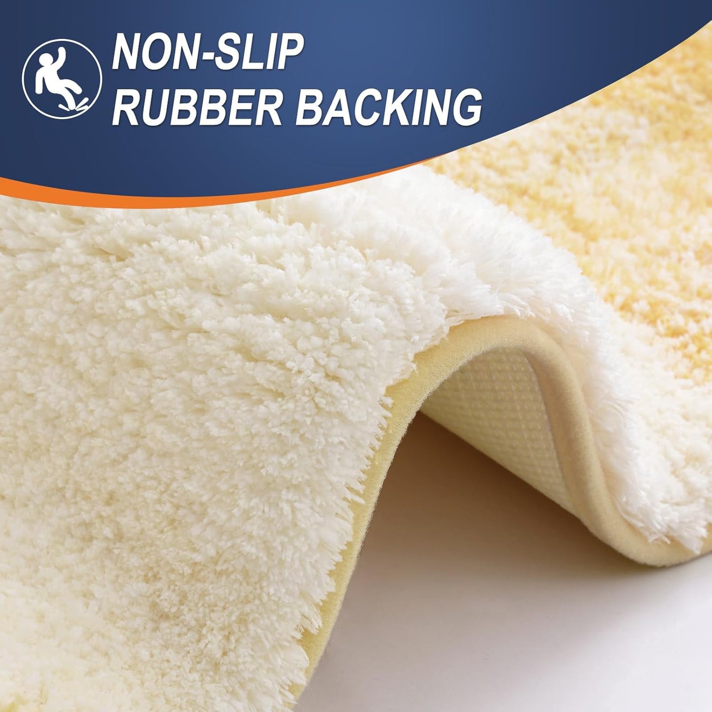 OLANLY Luxury U-Shaped Toilet Rugs - Extra Soft Microfiber, Non-Slip, 24x20, Light Yellow