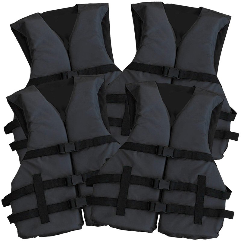 4 Pack Life Jacket Paddle Vest; Coast Guard Approved Type III PFD Life Vest Flotation Device; Jet ski, Wakeboard, Kayak; Ideal Extra Life Jacket for Pontoon Boat