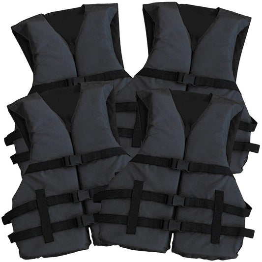 4 Pack Life Jacket Paddle Vest; Coast Guard Approved Type III PFD Life Vest Flotation Device; Jet ski, Wakeboard, Kayak; Ideal Extra Life Jacket for Pontoon Boat