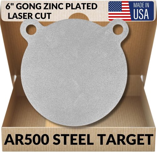 AR500 Steel Gong Targets - 3/8 Inch, 2100 FPE, Laser Cut & Zinc Plated for Reactive Shooting