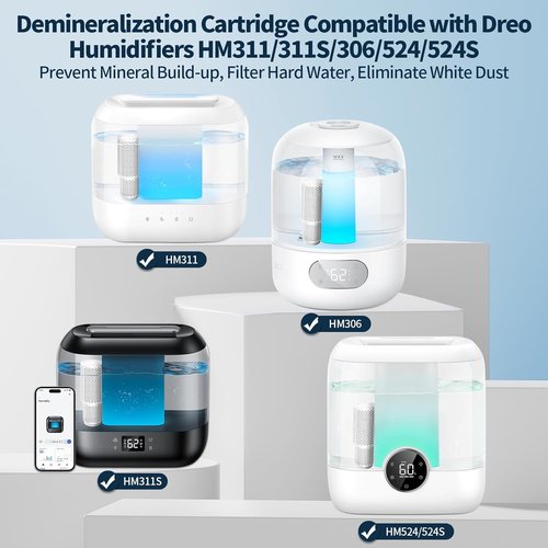 Dreo Humidifier Demineralization Cartridge - 4-Pack | Prevent Hard Water Build-Up & Eliminate White Dust