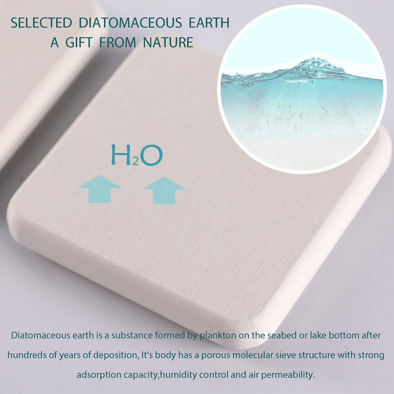 NiuYichee Set of 4 Water Absorbent Diatomite Coasters, Diatomaceous Earth Kitchen Soap Dish, Bathroom Trays, Water Absorbing Stone Used for Hand Soaps & Plants & Toiletries in The Modern Home