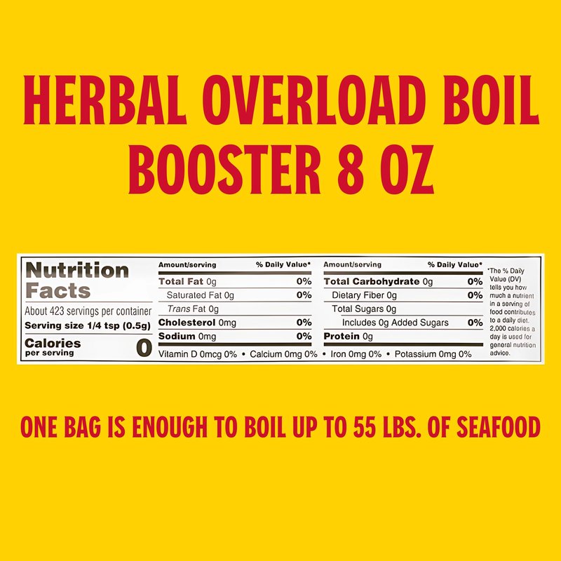 Herbal Overload Boil Booster - Seafood Boil Enhancer - Crab, Shrimp, Crawfish Seasonings, Boil Enhancer Cajun Seasoning 8 oz. (Pack of 1) By Louisiana Fish Fry