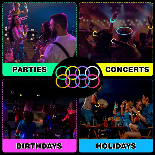 YixangDD 86 PCS Ultra Bright Glow Sticks, 8 Inch Glow Sticks Bulk Party Pack, Light Up Sticks for Glow Bracelets, Necklaces, Concerts, Christmas, Party Supplies with 86 Connectors