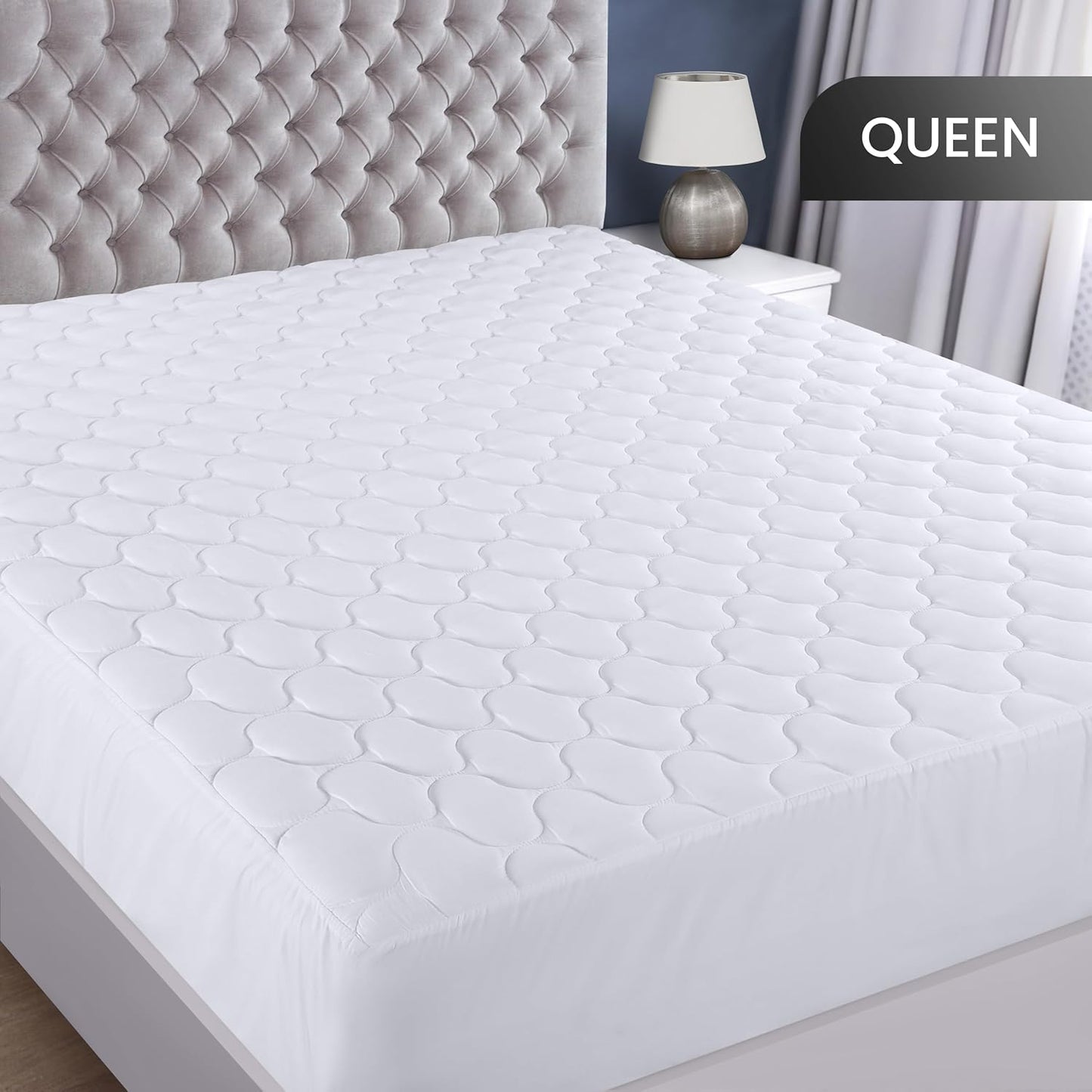 Utopia Bedding Waterproof Mattress Protector - Noiseless Quilted Fitted Cover for Queen Size (White)