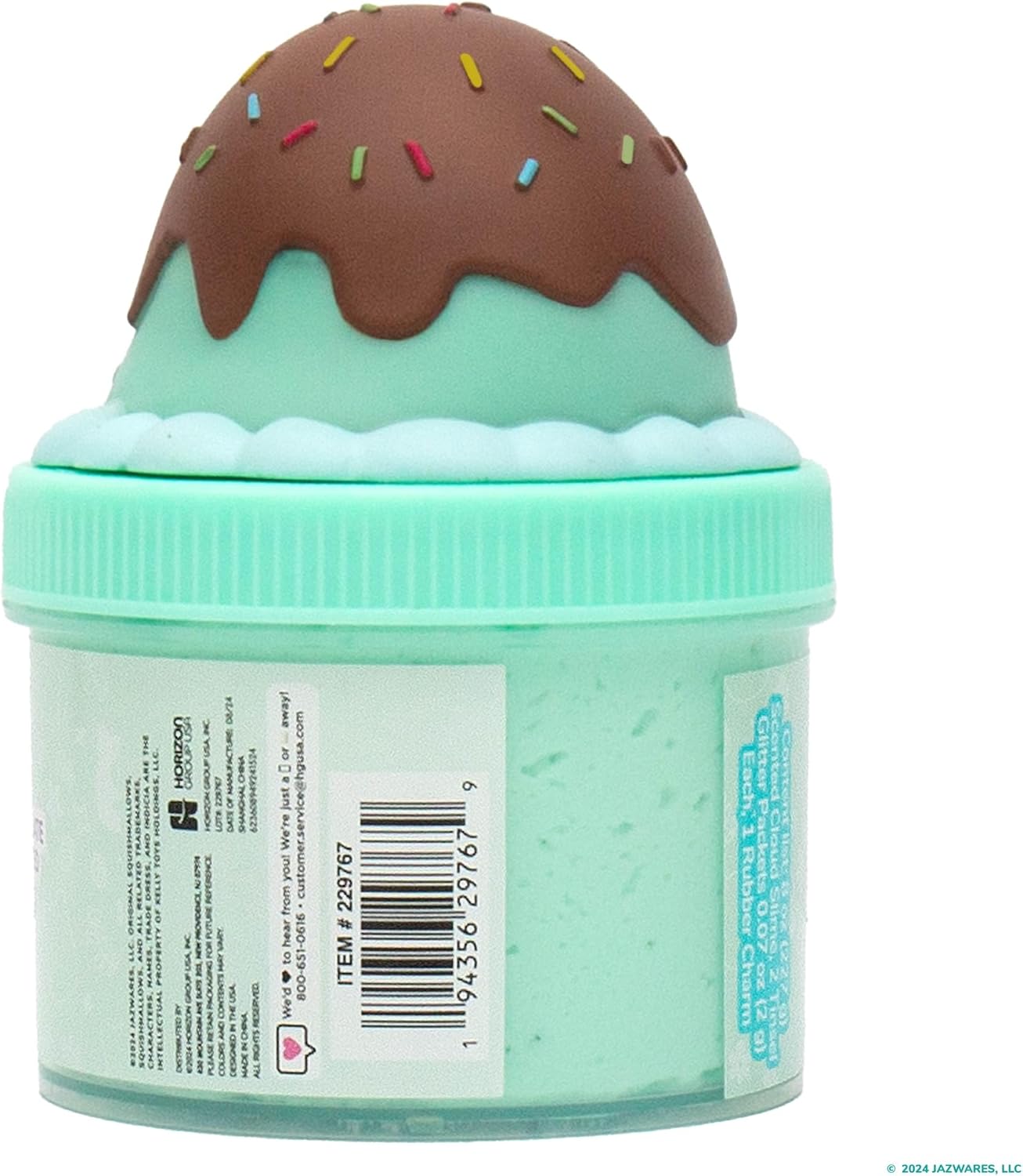 Squishmallows Maya The Ice Cream Cloud Slime - Chocolate-Scented 8 oz. Storage Container with Figurine Topper & Rubber Charm