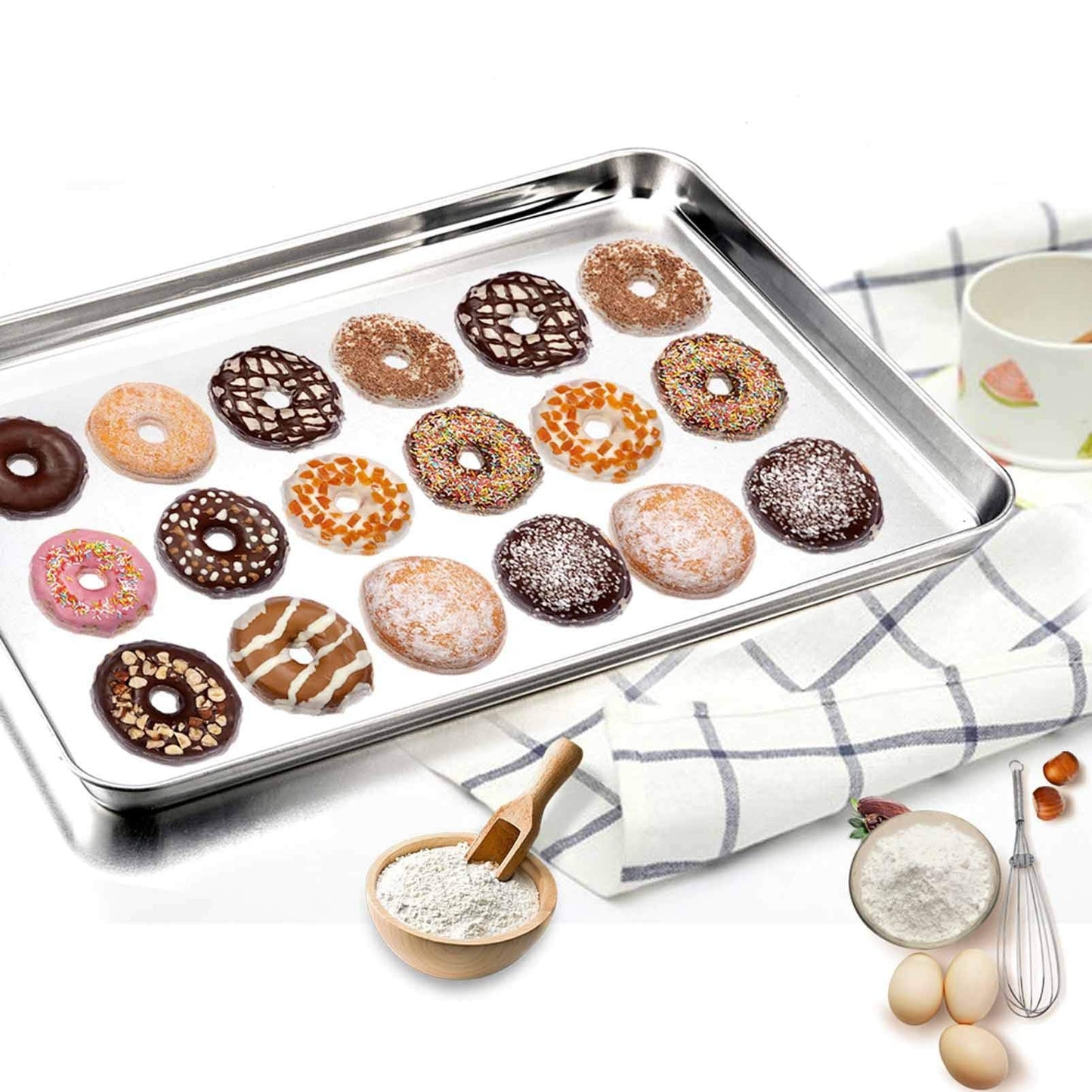 TeamFar Baking Sheet Set of 4, 16/12.5/10/9.3 Inch Stainless Steel Baking Pan Tray Cookie Sheet, Non Toxic & Healthy, Rust Free & Easy Clean - Dishwasher Safe