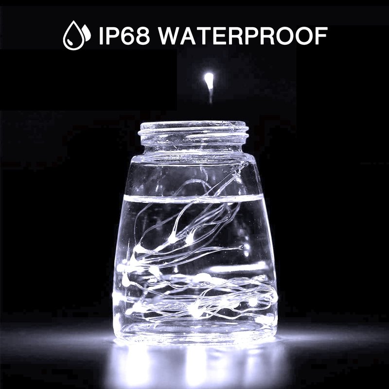 Olafus 16 Pack Fairy Lights Battery Operated, IP68 Waterproof Mini String Light, 7ft Small LED Bottle Light for Wedding Vase Centerpieces Table Decorations Christmas Indoor Party Jars Gift Cool White