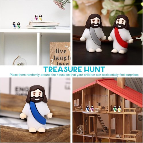 Draupnir Mini Rubber Jesus Figures - 30 Pcs in 6 Colors for Religious Party Favors | Easter Egg Stuffers