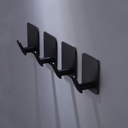 DELITON Stainless Steel Towel Hooks - Heavy Duty 6 Pack, Self-Adhesive Wall Hooks for Coats & Hats