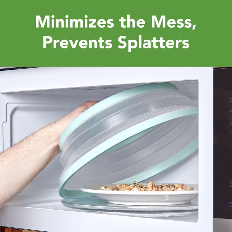 Tovolo Large Microwave Splatter Cover Blue Haze 13 inch Collapsible Silicone Splatter Cover for Extra Large Microwaves, Dishwasher Safe Vented Plate Guard BPA Reheating Cover for Food