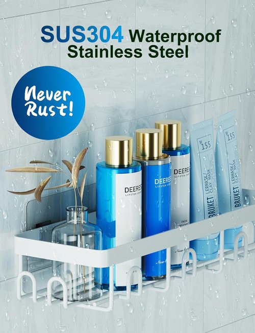 GVY Shower Caddy 5 Pack - Rustproof Adhesive Bathroom Organizer Shelves | No Drilling, Perfect for Home Decor