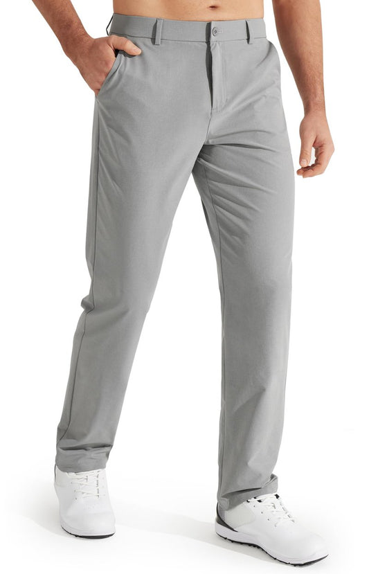 Libin Mens Golf Pants Classic Fit Stretch Work Dress Pants 32" Quick Dry Lightweight Business Casual Trousers Comfort Water Resistant, Light Grey, 36W x 32L