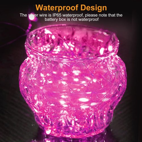 btfarm Valentine's Day 6 Pack Pink Fairy Lights Battery Operated 3 Modes, 7ft 20 Led Twinkle String Lights Waterproof, Bulk Small Mini Light for Mason Jars Christmas Vases Wedding Table Decorations