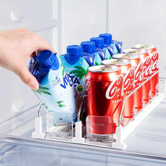 Skiennix Drink Organizer - Automatic Soda Can Dispenser for Fridge Holds Up to 10 Cans | 2 Rows