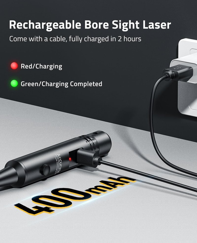 CVLIFE Rechargeable Bore Sight Laser Kit with 64 Adapters fit 0.17 to 12GA Calibers, Professional Green Laser Bore Sight with Button Switch, Powerful Choice for Hunting Bore Sight Tool