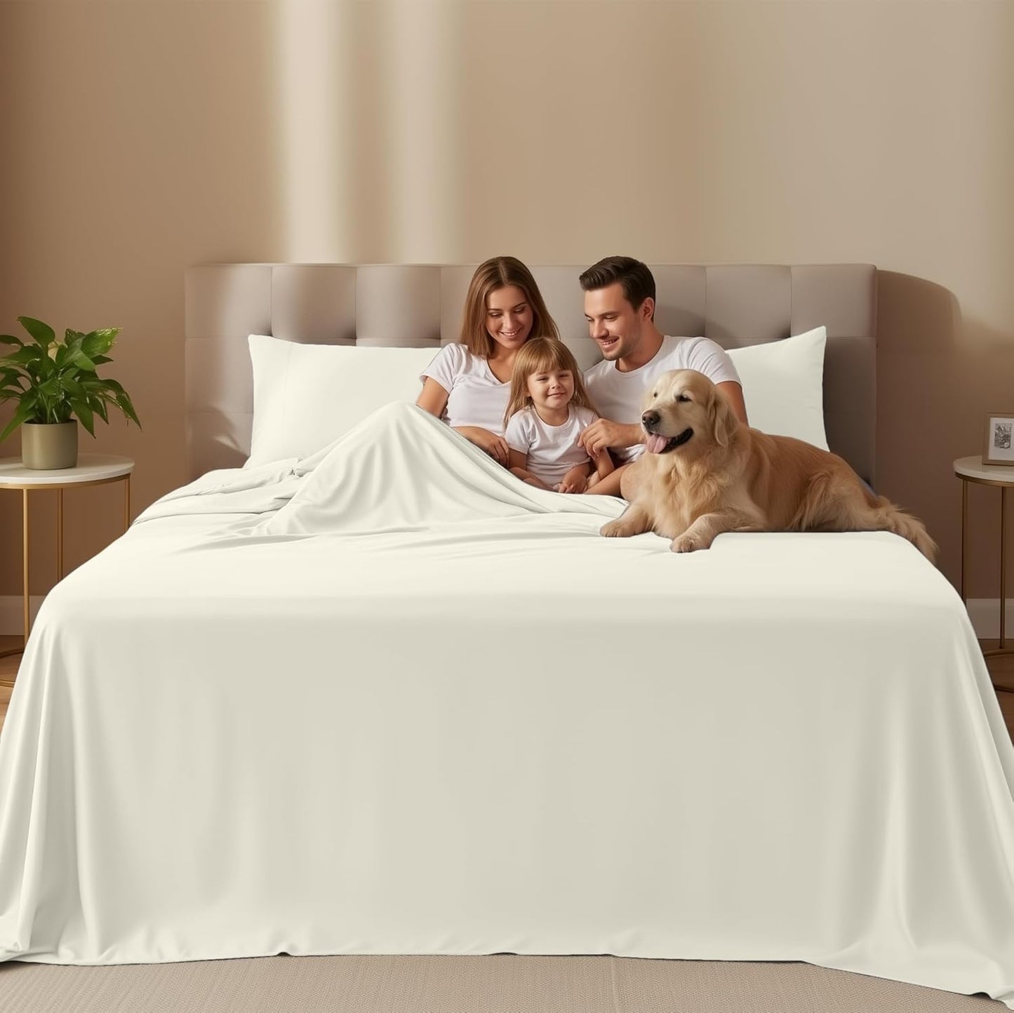 Utopia Bedding Queen Size Sheet Set - Soft, Breathable Microfiber | 4-Piece Ivory Bed Sheets