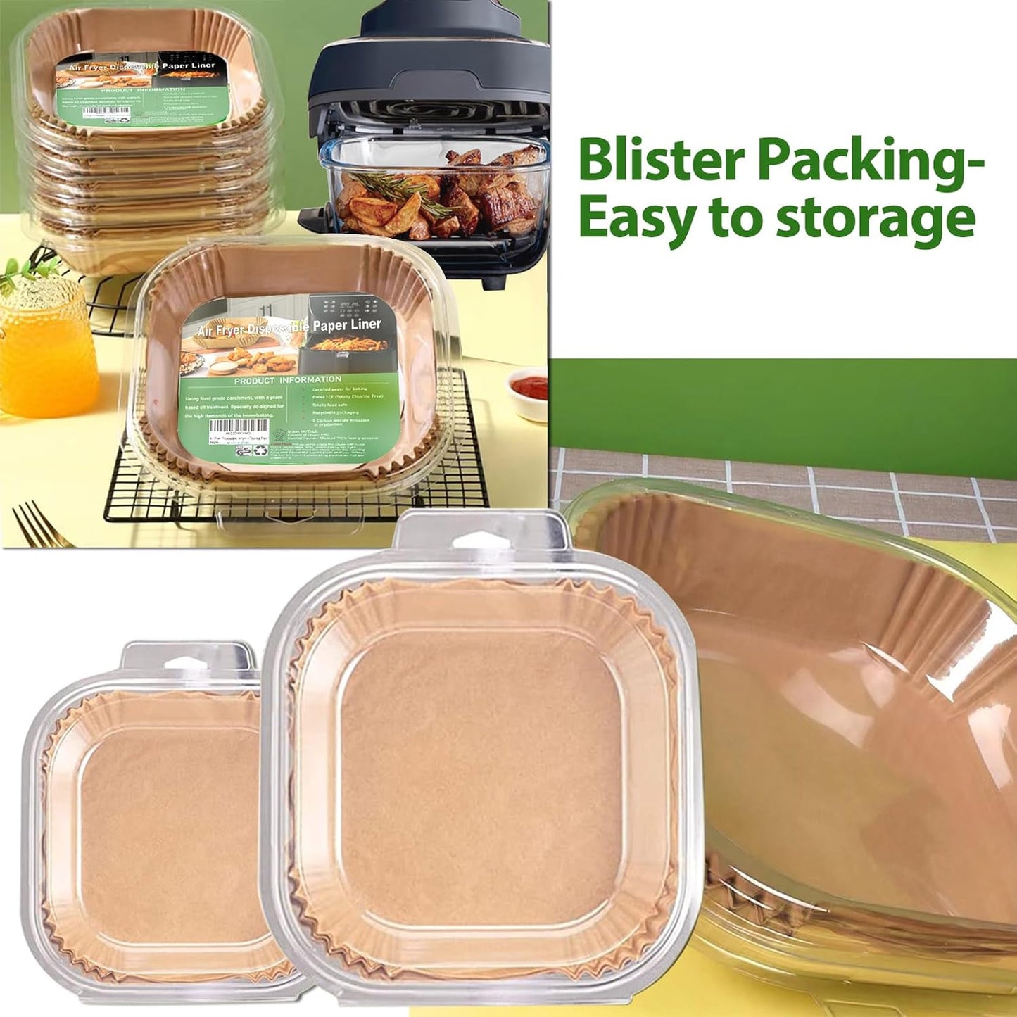 Ninja Crispi Air Fryer Liners - Non-Stick Disposable 125 Pcs for 4-in-1 Portable Cooking System