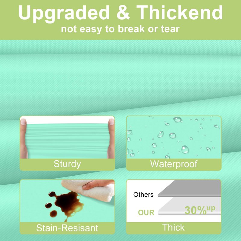 QIKSION Fresh Mint Plastic Table Cloth Disposable 3 Pack, 54 x 108 Inch Tablecloths for Party, Birthday, Rectangle Table Cover